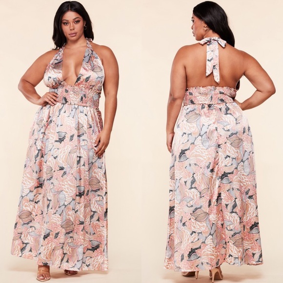 Floral Maxi Halter Dress - Picture 1 of 7